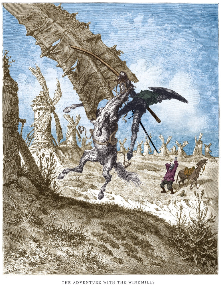 Don Quixote and the Windmills Fine Art Print by Granger Collection