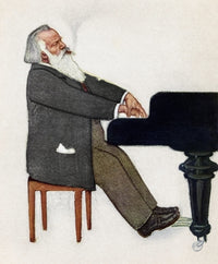 Johannes Brahms at the Piano Tempera Painting by Willy Von Becherath