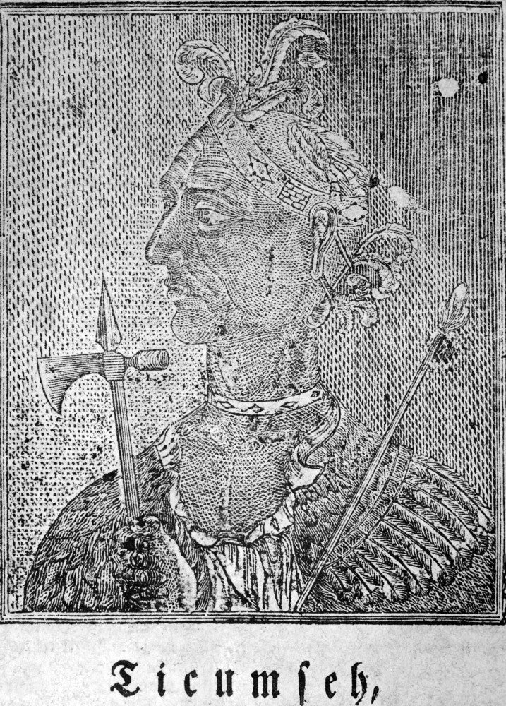 Tecumseh Shawnee Chief Wood Engraving Fine Art Print - 1818 by Granger Collection