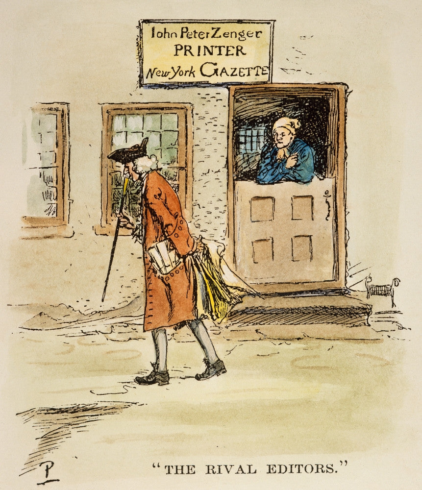 The Rival Editors Fine Art Print by Howard Pyle - Zenger and Bradford, 1730s