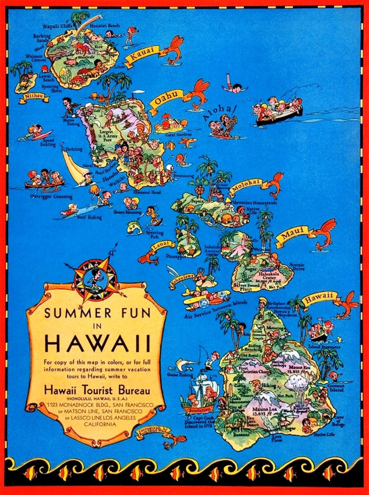 Playful Map of the Hawaiian Islands Fine Art Print by Ruth Taylor White