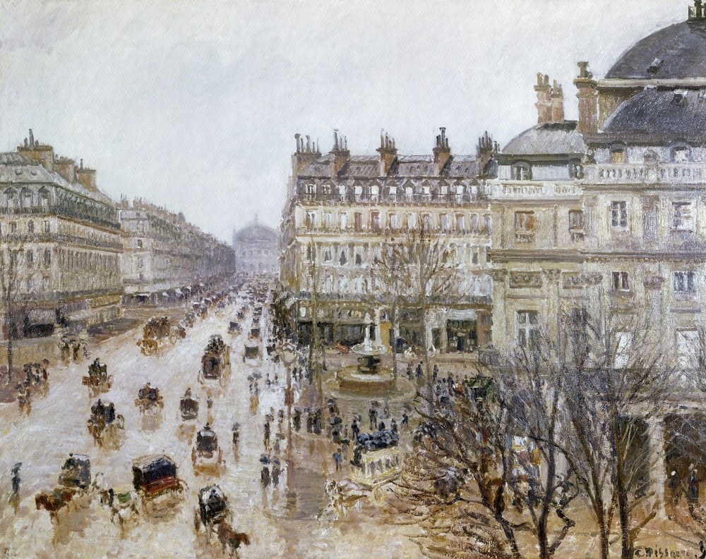 Theatre Francais - Rain Effect Fine Art Print by Camille Pissarro