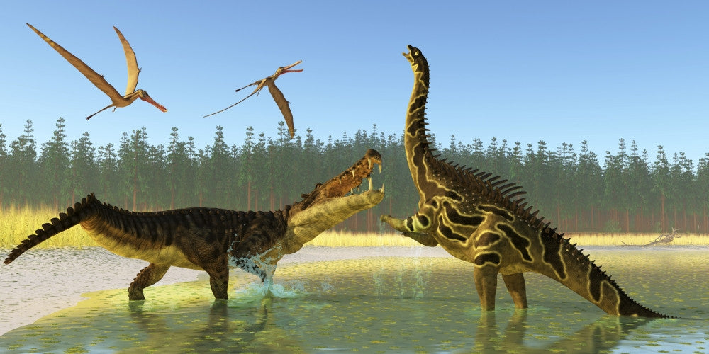 Kaprosuchus vs. Agustinia Dinosaur Fine Art Print