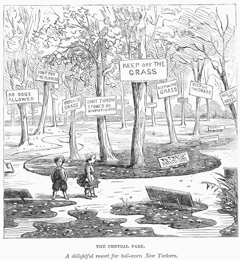 Central Park Cartoon Engraving Fine Art Print (1869) | Posterazzi