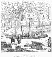 Central Park Cartoon Engraving Fine Art Print (1869) | Posterazzi