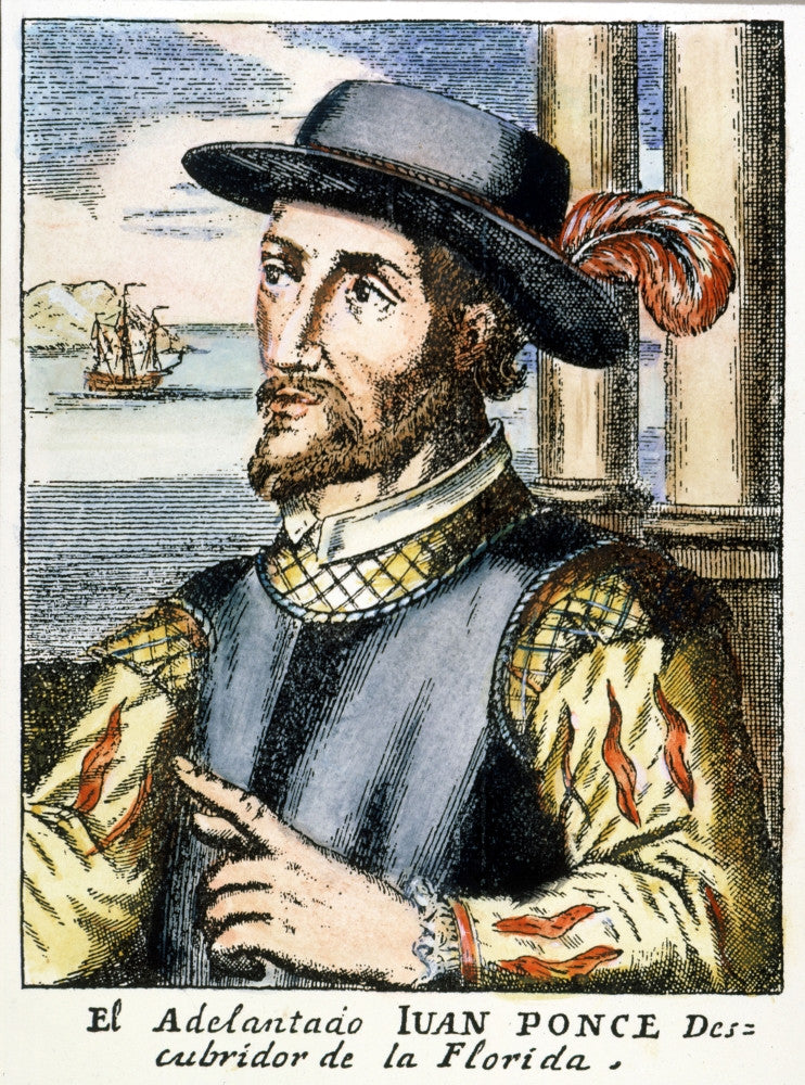 Juan Ponce De Leon Line Engraving Poster Print by Granger Collection