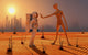 A Human Astronaut Meets a Reptoid Alien Fine Art Print by Mark Stevenson