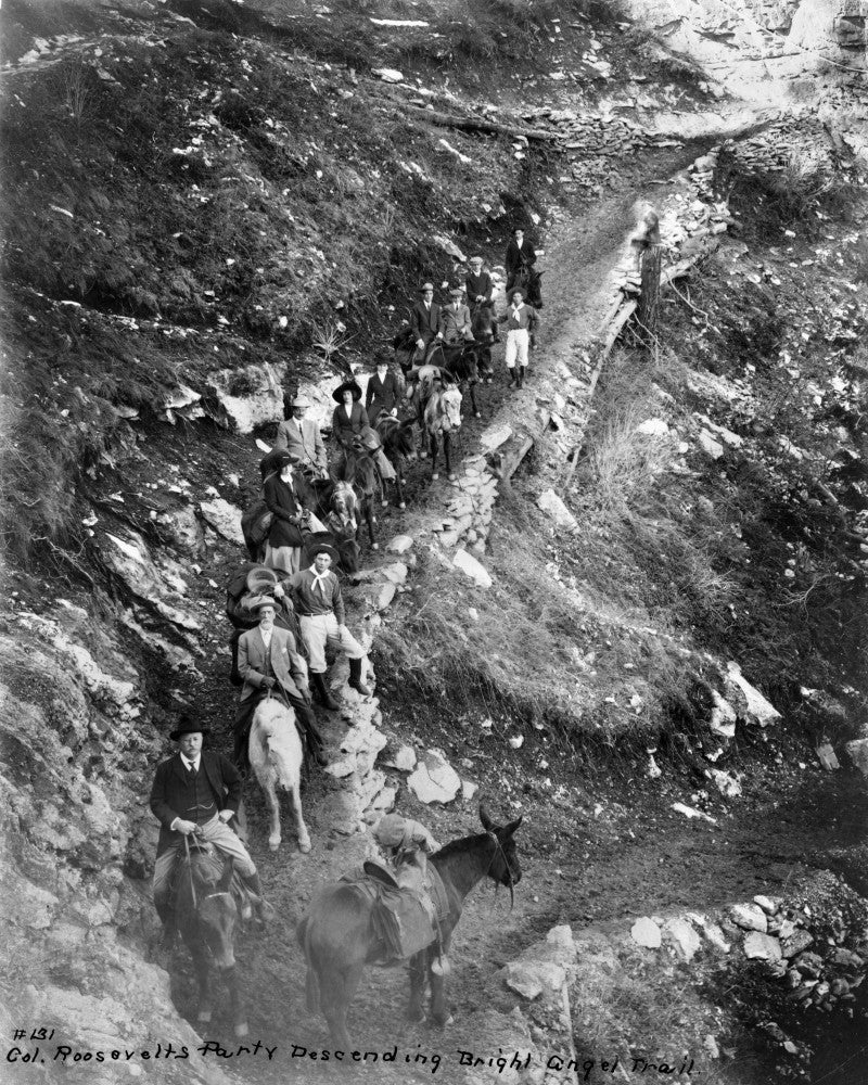 Theodore Roosevelt Leading a Group on Horseback in the Grand Canyon Fine Art Print