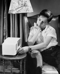 Boy Operating Radio Fine Art Print - Available in Multiple Sizes