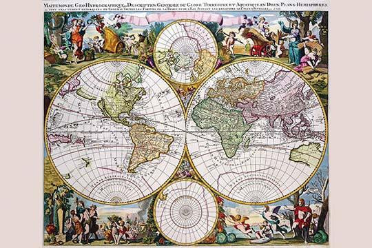 Mappe-Monde Geo-Hydrographique Poster Print by Gerard Valk