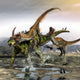 A Gigantspinosaurus Under Attack by Utahraptors Fine Art Print by Kurt Miller