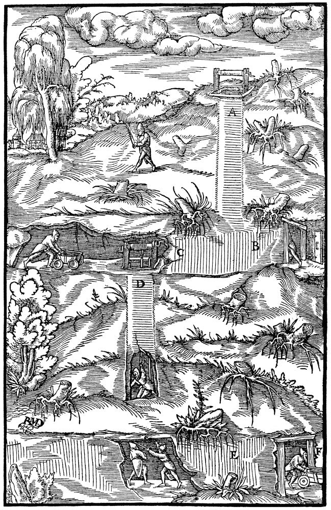 Agricola: Mine, 1556 - Cross-Section Woodcut Print | Posterazzi