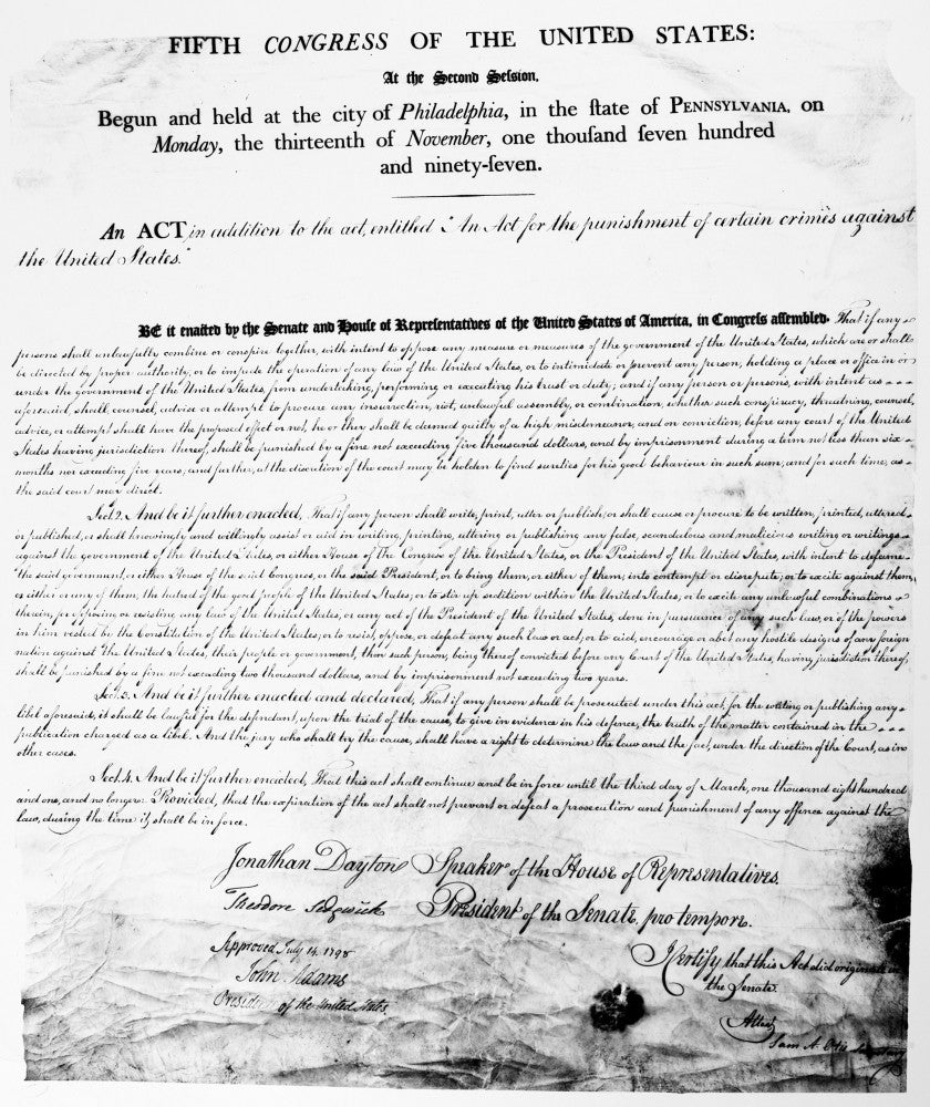 Sedition Act of 1798 Fine Art Print by Granger Collection