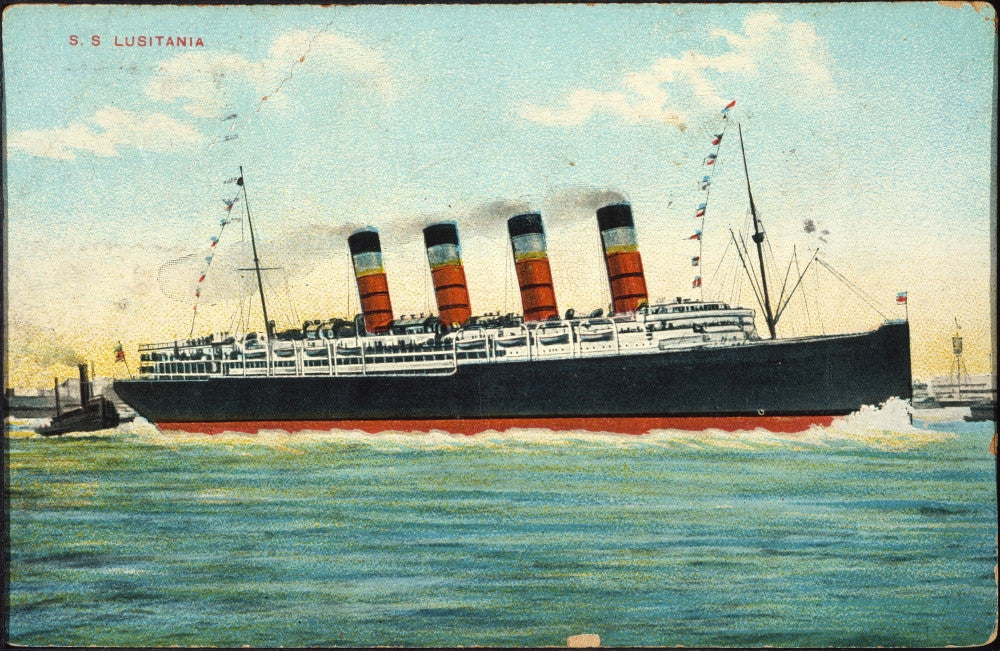 Lusitania 1915 Postcard Print - Historical Maritime Art