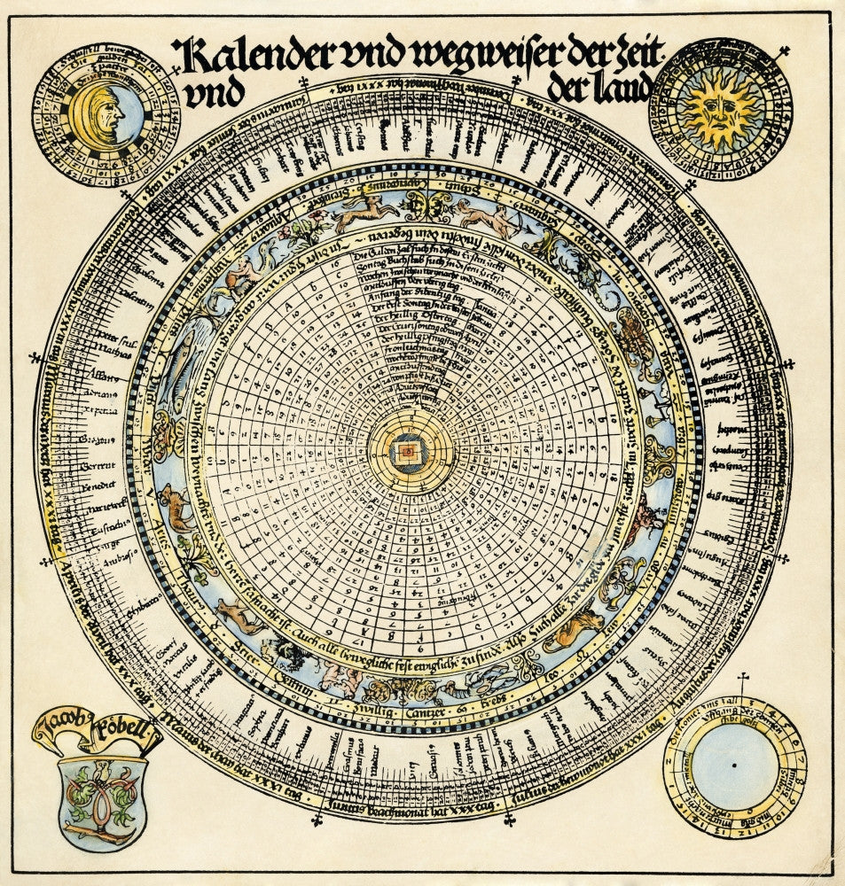 Roman Julian Calendar Ngerman Broadside 1520 Fine Art Print by Granger Collection