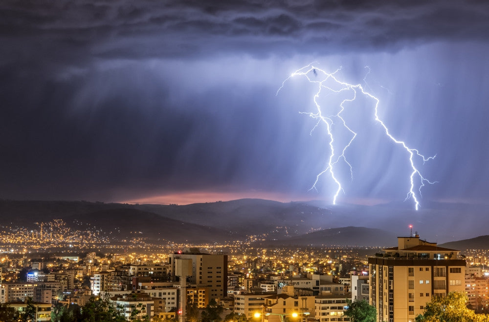Stormy Night Over Cochabamba City Fine Art Print by Robert Postma