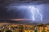 Stormy Night Over Cochabamba City Fine Art Print by Robert Postma