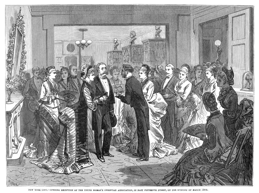 New York Y.W.C.A. Opening Reception Wood Engraving Print, 1876