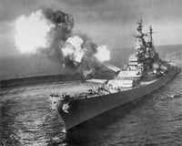 U.S.S. Missouri Bombarding Chong Ji - Korean War Poster Print