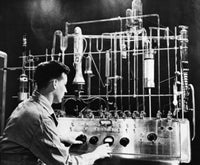 Engineer Operating Vacuum Fusion Gas Analyzer Poster Print