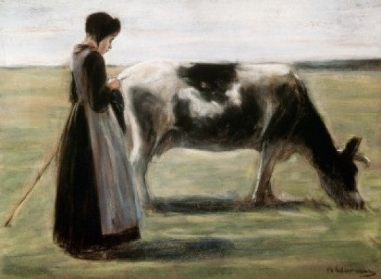 Das Madchen Mit der Kuh Fine Art Print by Max Liebermann