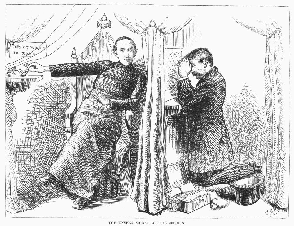 Anti-Catholic Cartoon Print - The Unseen Signal of the Jesuits by C.S. Reinhart