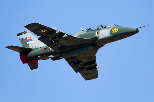 A Serbian Air Force Soko G-4 Super Galeb Fine Art Print by Anton Balakchiev