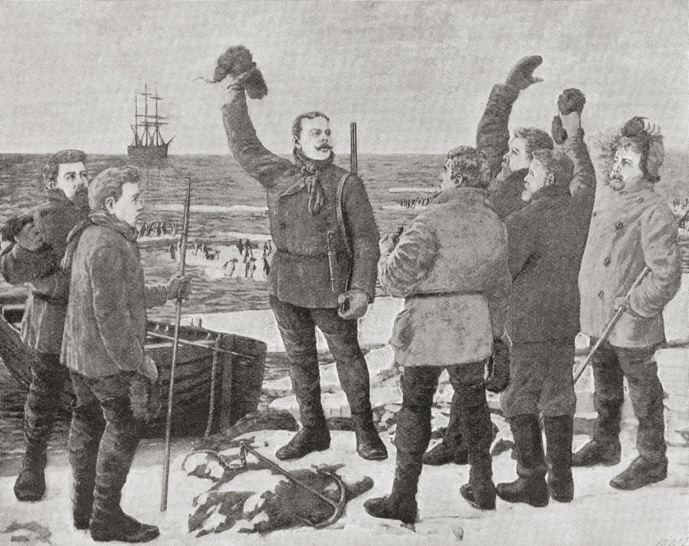 Carsten Egeberg Borchgrevink Cheers on Possession Island - 1895 Fine Art Print