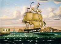 Packet Ship Passing Castle Williams - Fine Art Print by Thomas Chambers