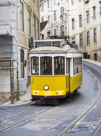 View of Yellow Tramway in Lisbon Fine Art Print by Terry Eggers