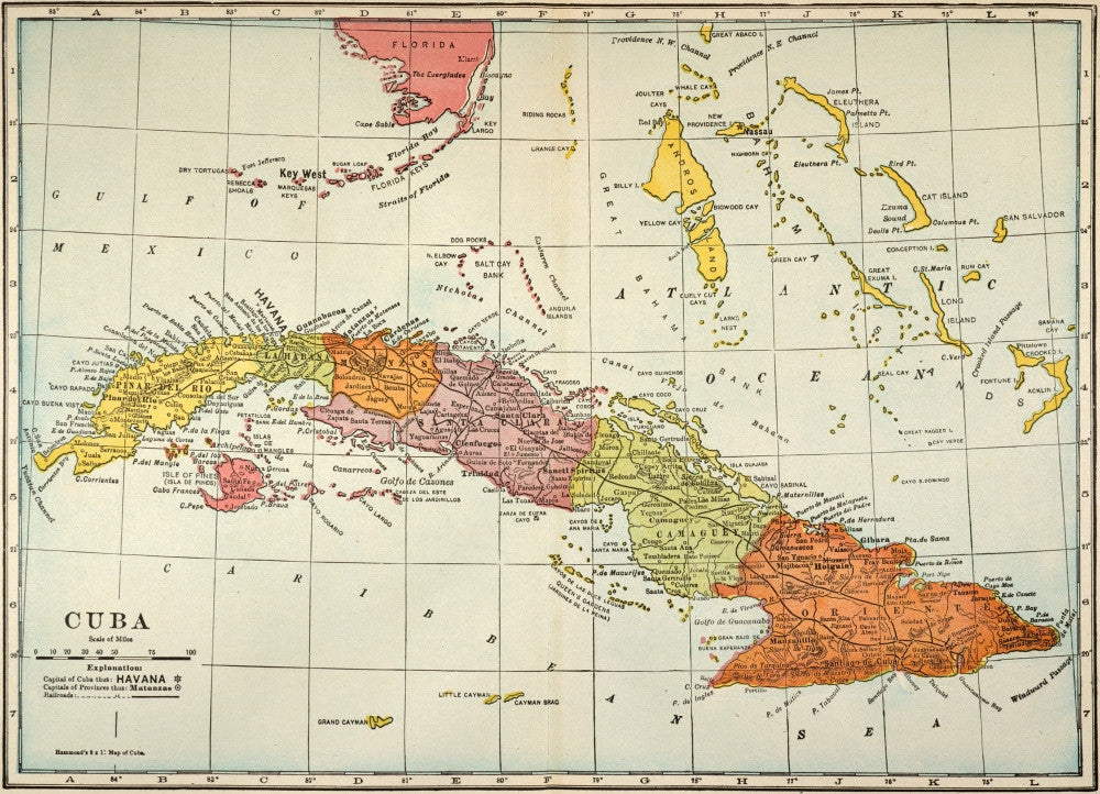 Historical Map of Cuba, 1900 - Fine Art Print by Granger Collection