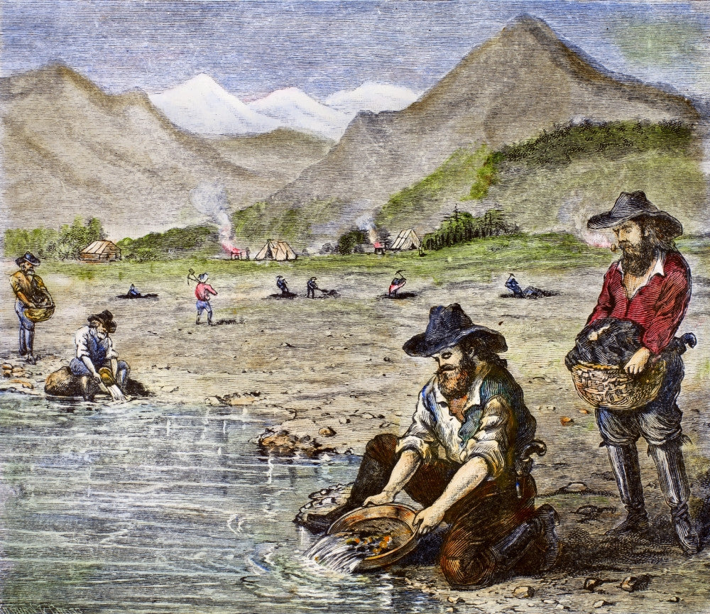California Gold Rush Wood Engraving Fine Art Print by Granger Collection