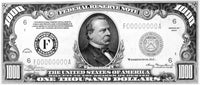 1934 Grover Cleveland $1,000 Bill Fine Art Print by Granger Collection