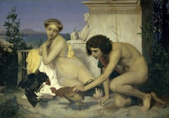 Young Greeks at a Cockfight Fine Art Print by Jean Leon Gerome