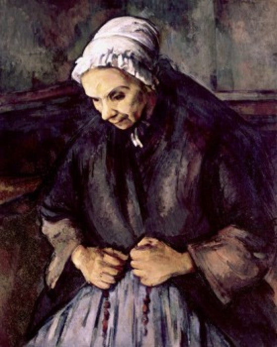 An Old Woman with a Rosary Fine Art Print by Paul Cézanne