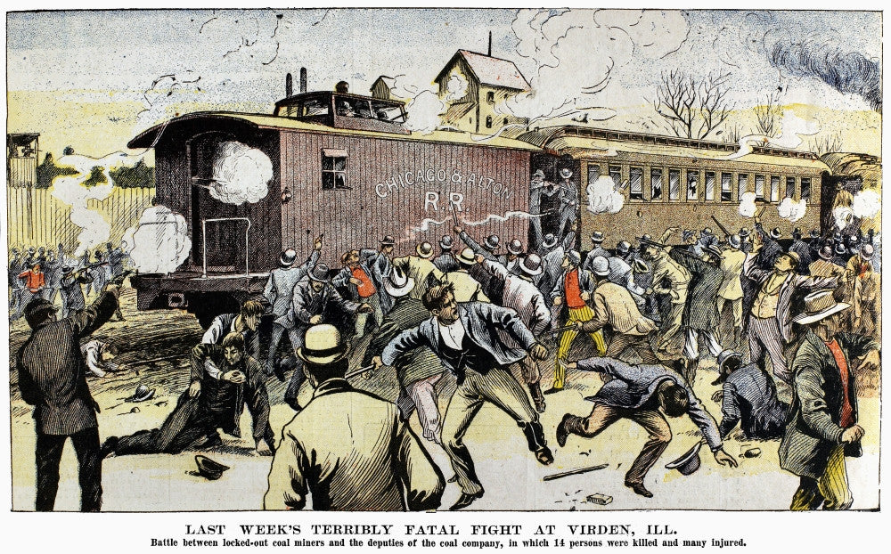 Virden Massacre 1898 Poster Print - Contemporary Drawing
