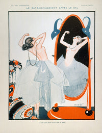Cooling Off After The Ball French Magazine Cover Lithograph - 1921 Fine Art Print