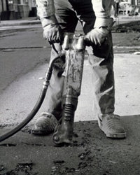 Detail of a Worker Using a Jackhammer Fine Art Print