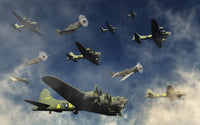 B-17 Flying Fortress Bombers with P-51 Mustangs Fine Art Print by Mark Stevenson