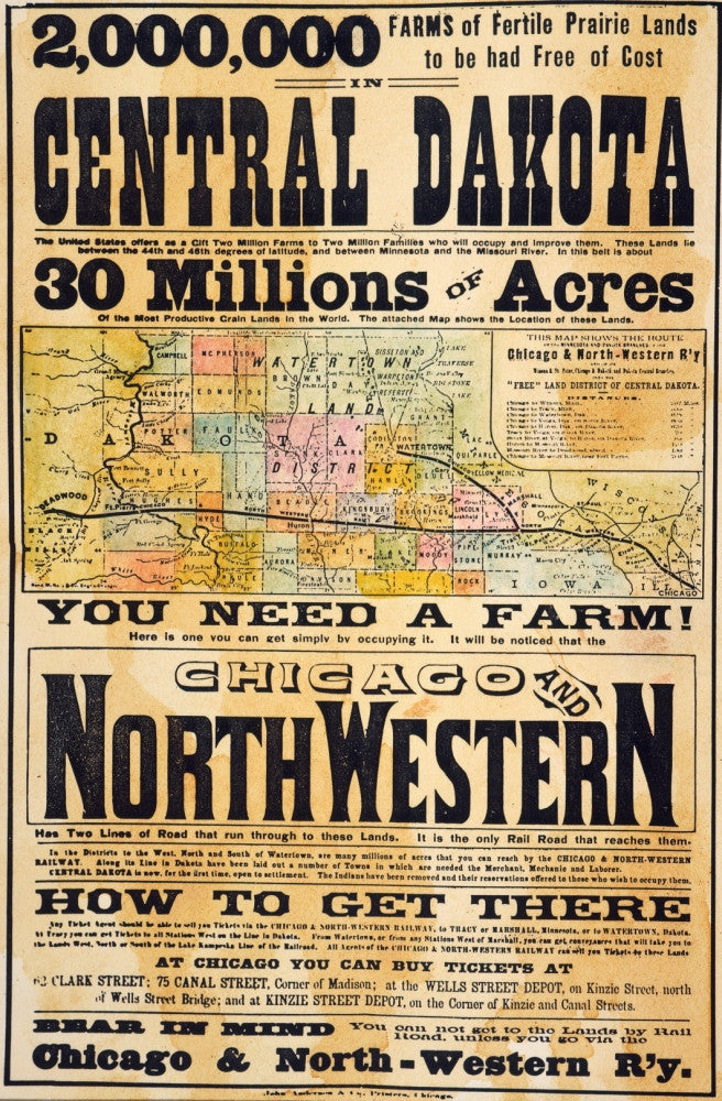 Chicago & North-Western Railway Poster - 1870s Fine Art Print