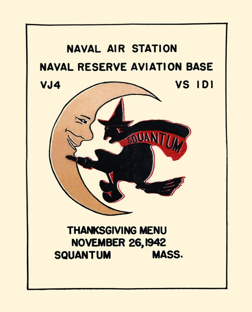 Thanksgiving Menu Cover Art from Naval Air Station Squantum, 1942