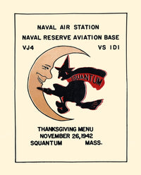 Thanksgiving Menu Cover Art from Naval Air Station Squantum, 1942