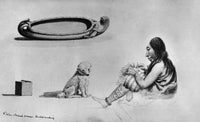 Klallam Weaver and Bowl - Fine Art Print by Paul Kane