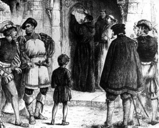 Martin Luther's Ninety-Five Theses Engraving Poster Print (1517)