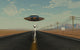 A Grey Alien Hitching a Ride from a Passing UFO Poster Print