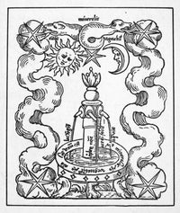 Fountain of Life Woodcut Print from Rosarium Philosophorum (1550)
