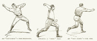Baseball Pitching Positions Fine Art Print - 1889 Wood Engraving by Granger Collection