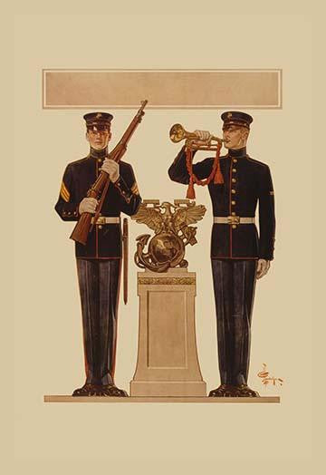 Two Marines Fine Art Print by J.C. Leyendecker