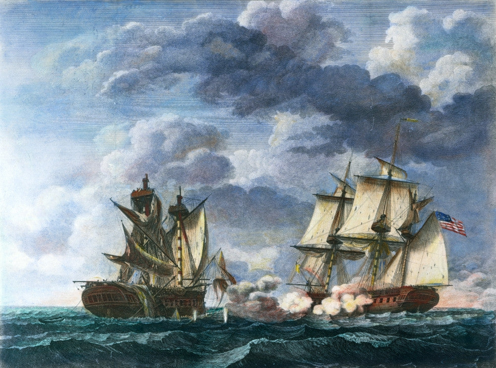 USS United States vs HMS Macedonian Battle Engraving by Benjamin Tanner