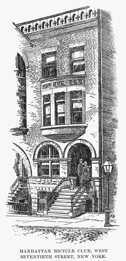 New York: Bicycle Club Fine Art Print - Line Drawing c. 1890